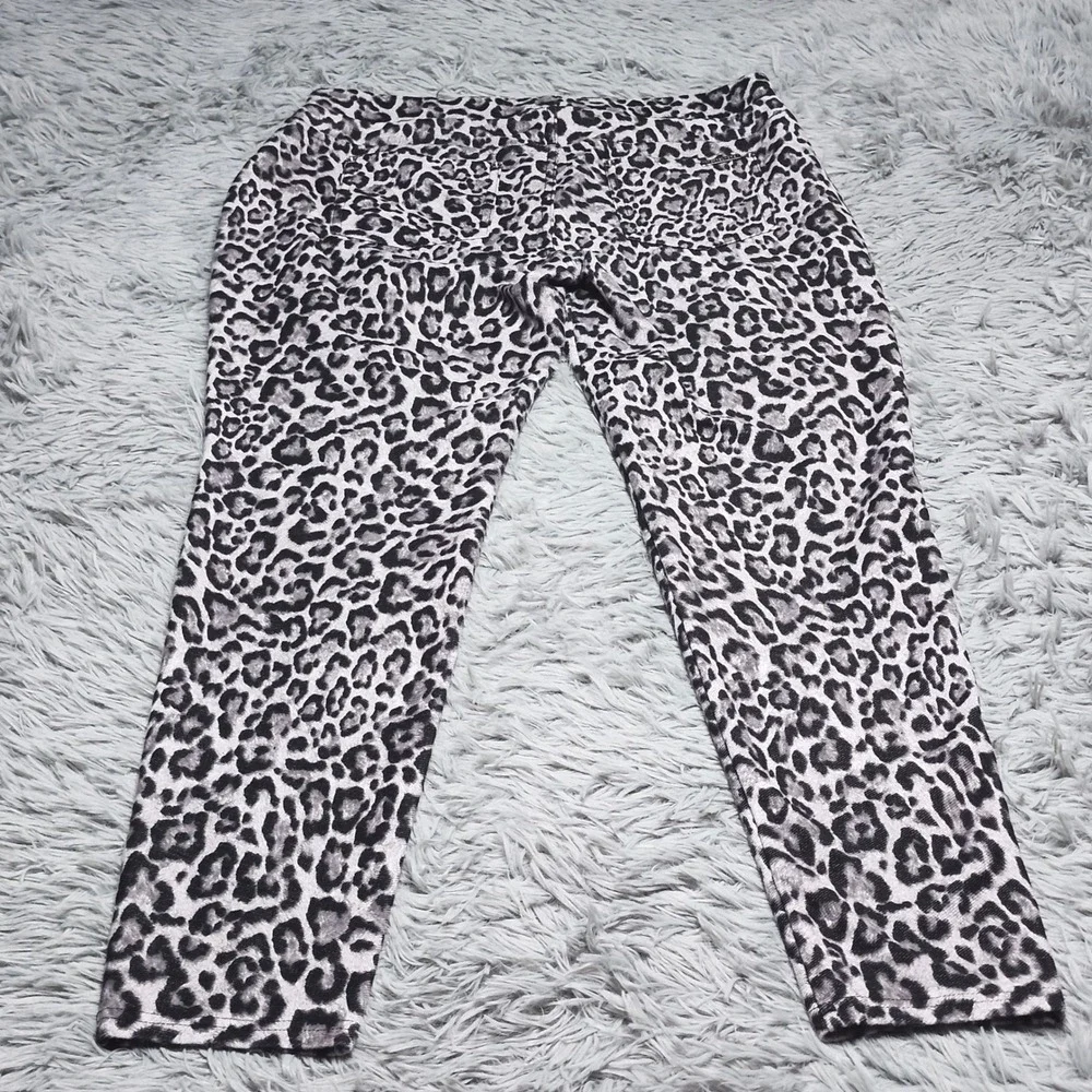Michael Kors Jegging Legging Pants Large Leopard Print Gray Black Skinny Pull On